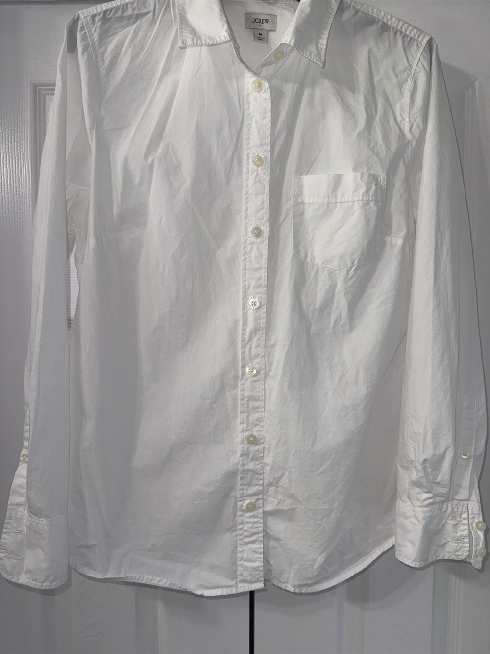 J. Crew Women’s White Long-Sleeve Button-Down Shirt Size M